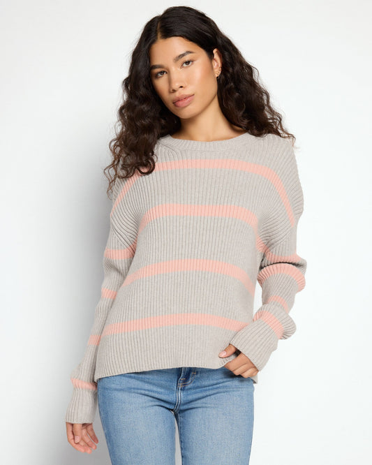 Striped Ribbed Tunic Sweater