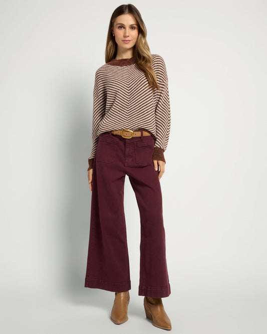 Caroline Cropped Wide Leg Twill Pant