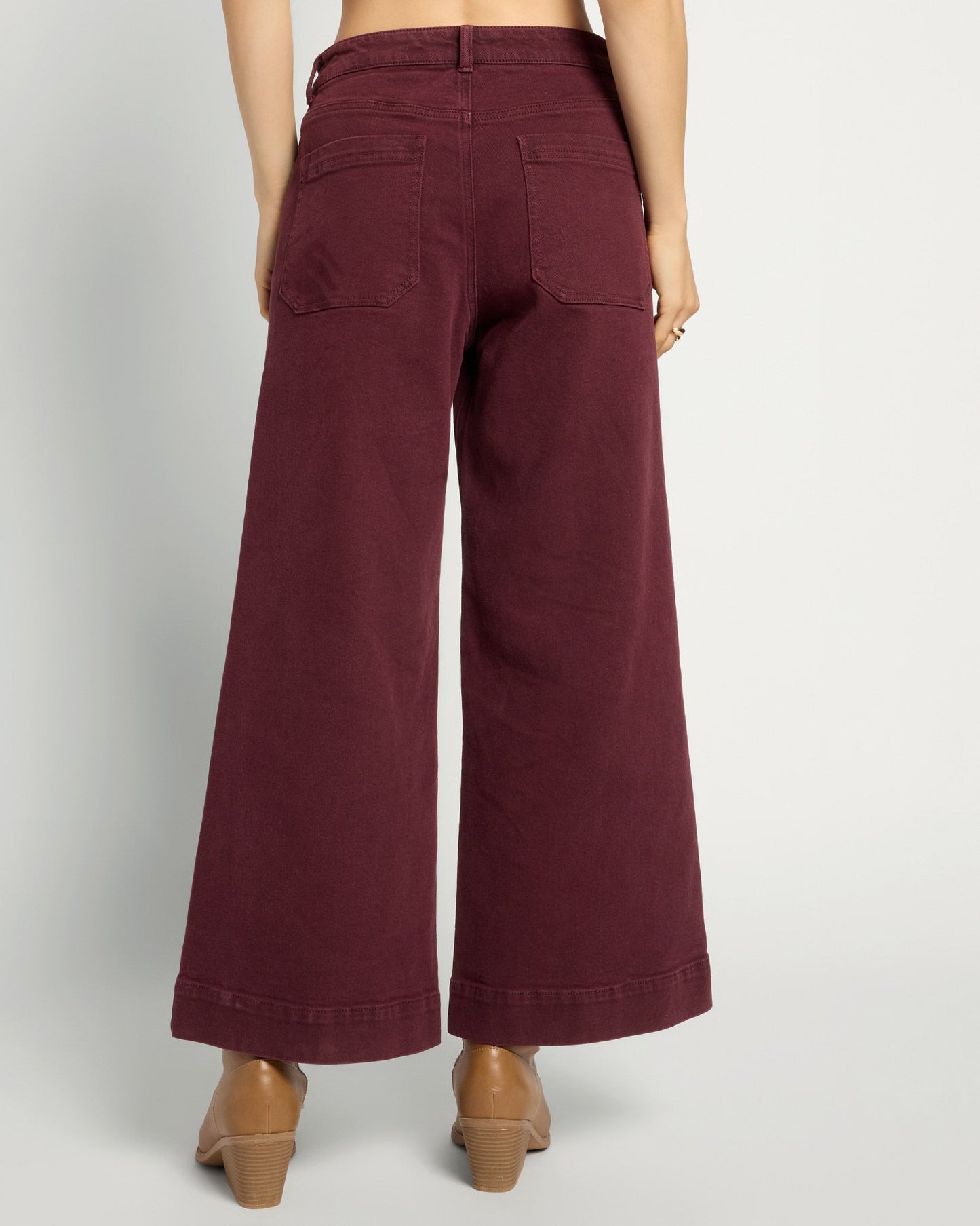 Caroline Cropped Wide Leg Twill Pant