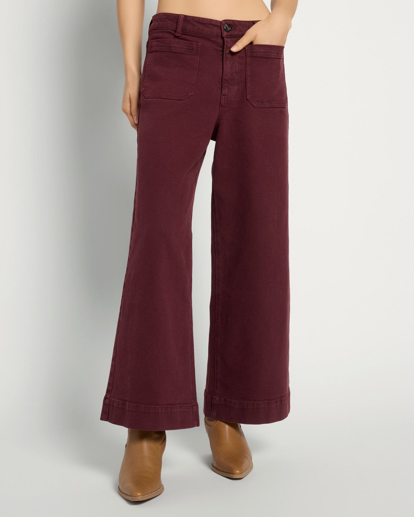 Caroline Cropped Wide Leg Twill Pant