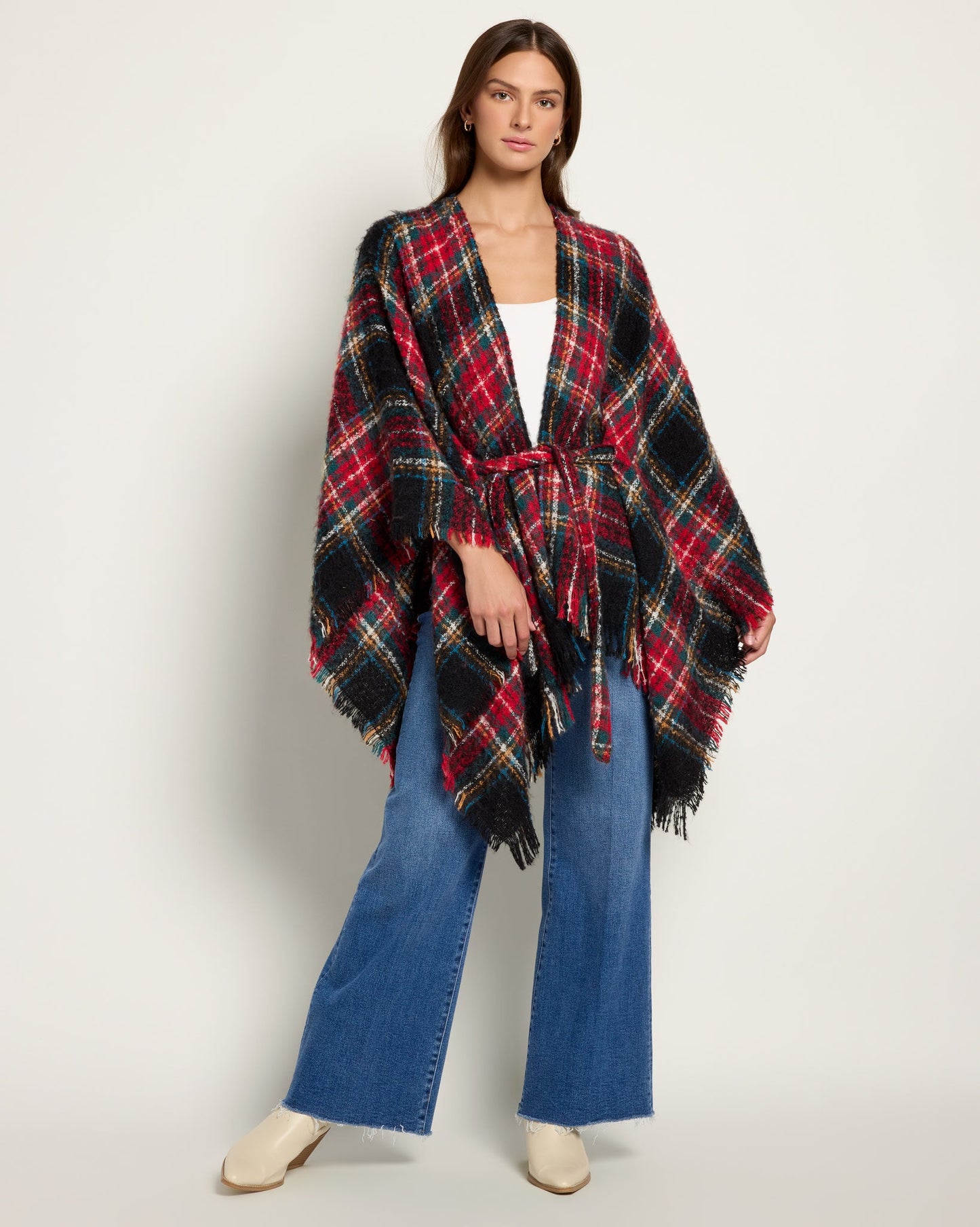 Plaid Belted Wrap