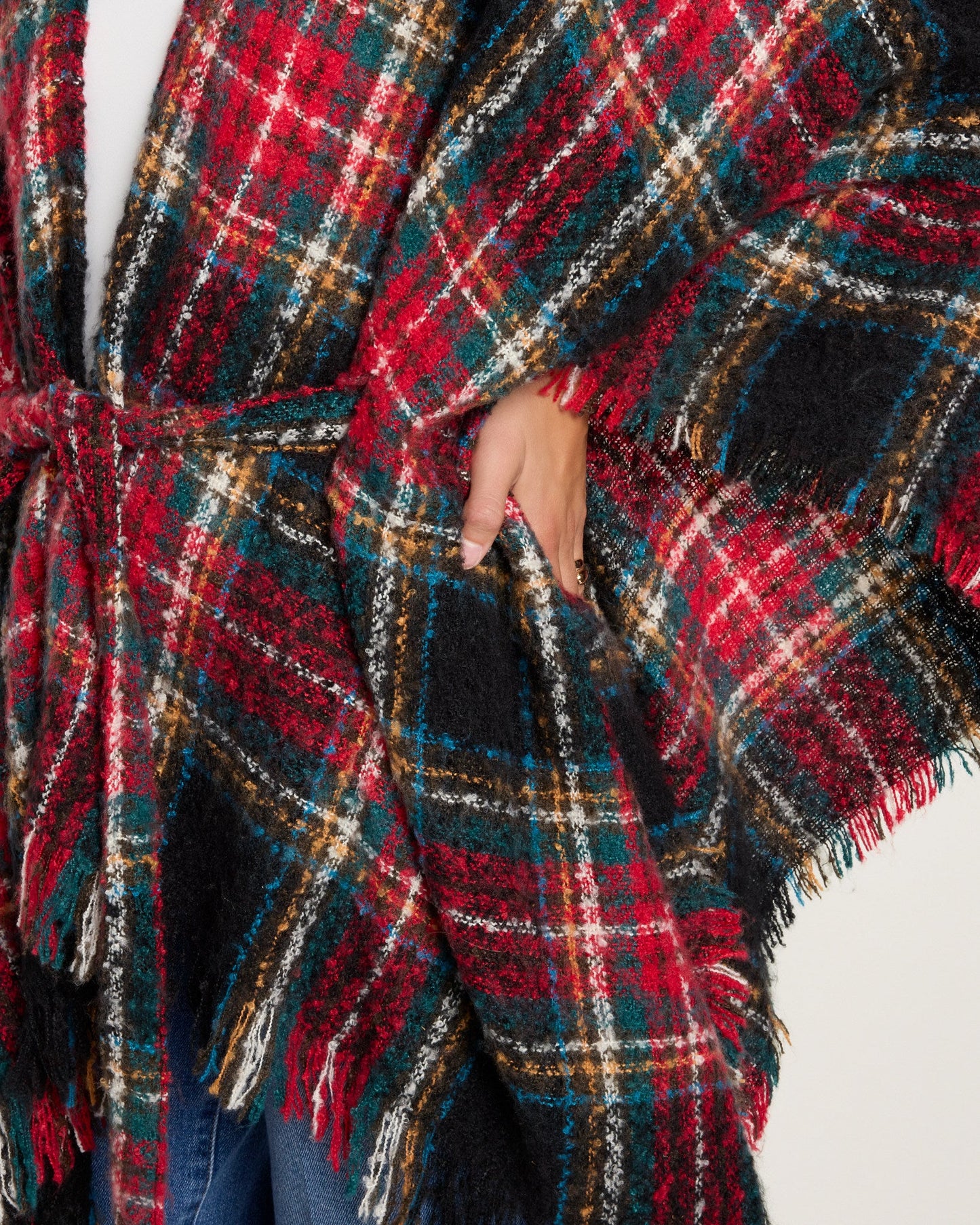 Plaid Belted Wrap