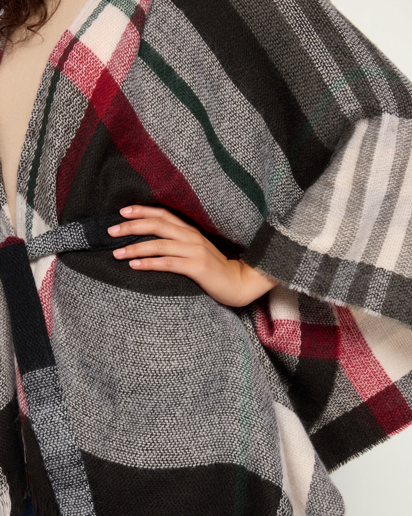 Plaid Ruana with Belt