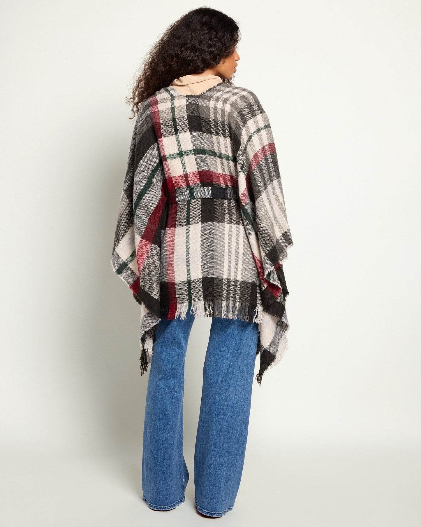 Plaid Ruana with Belt