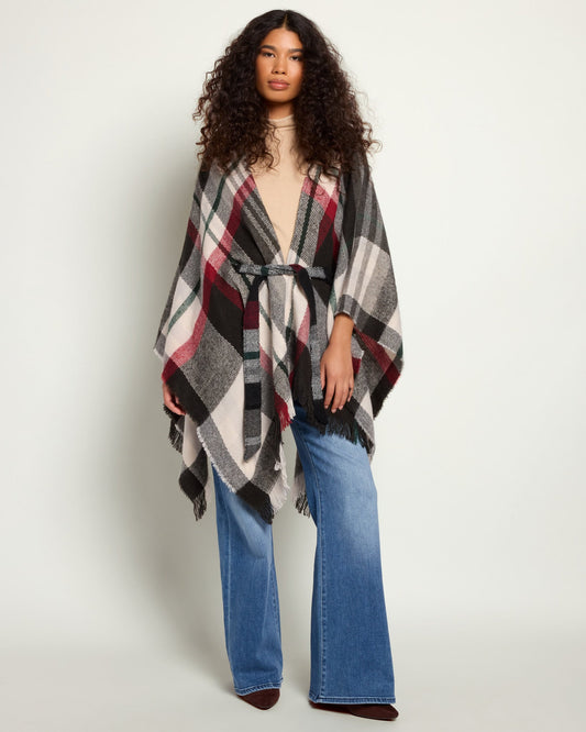 Plaid Ruana with Belt