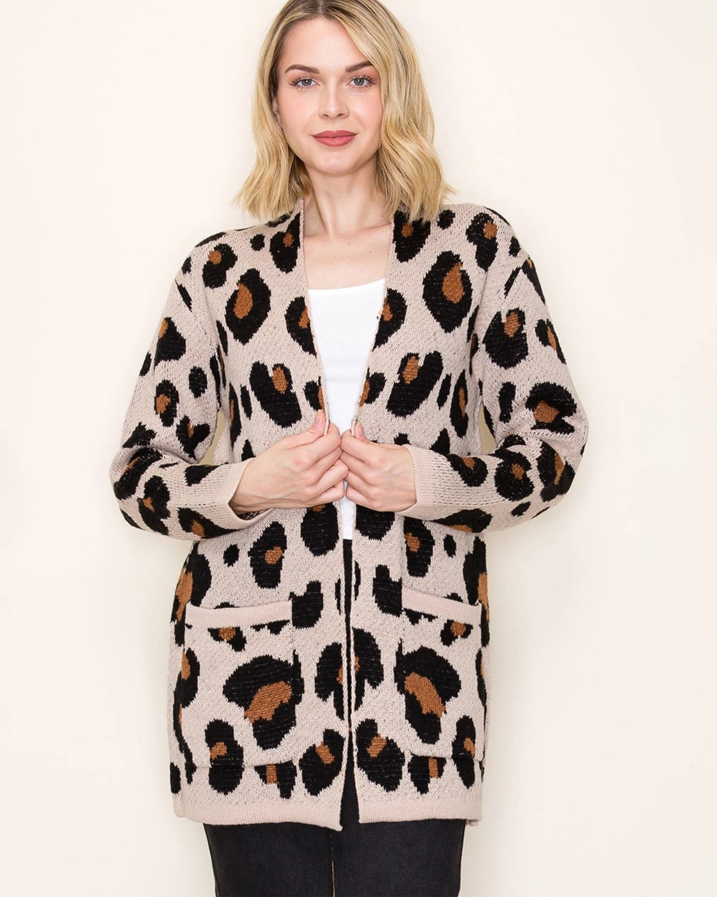 Open Front Leopard Cardigan