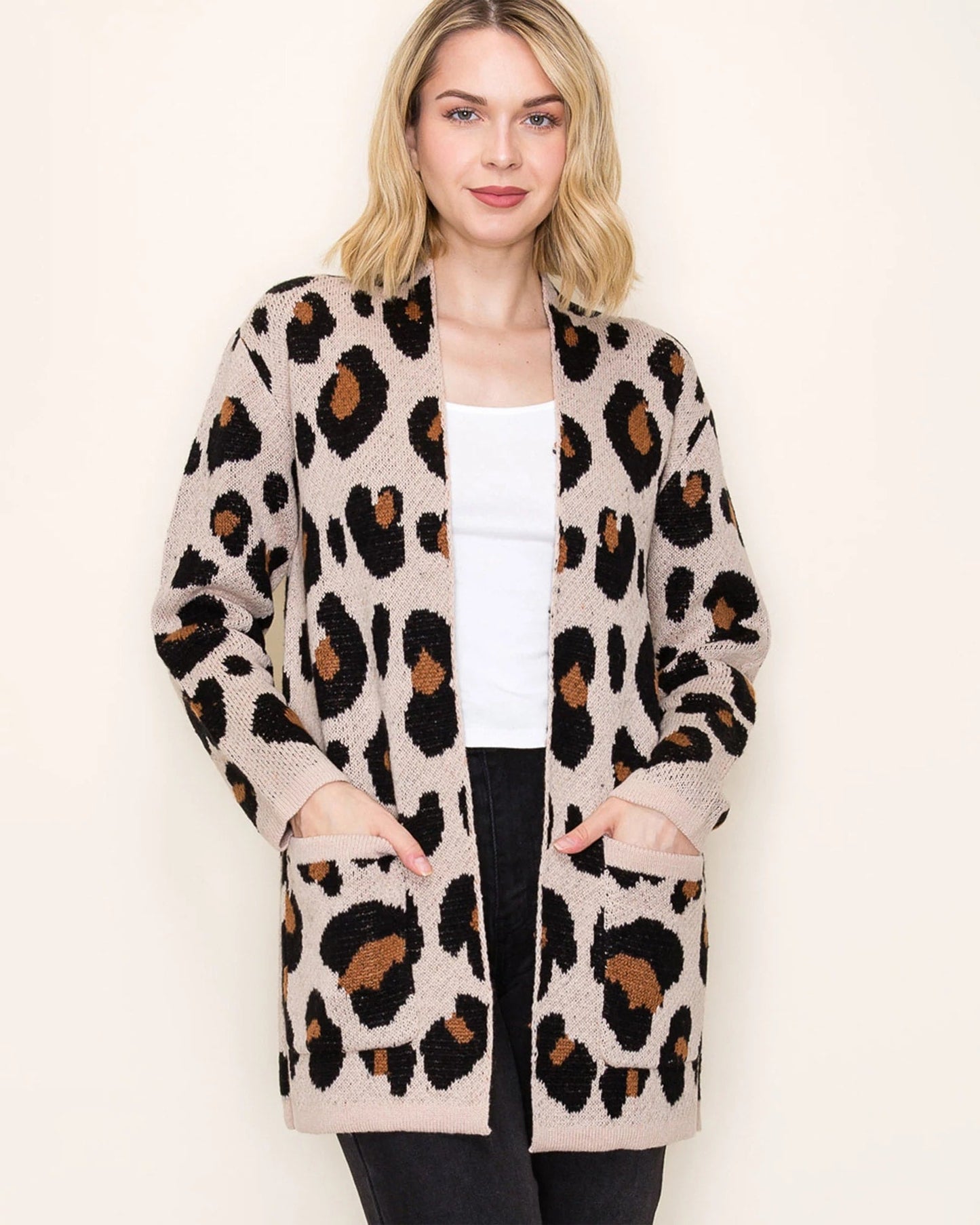 Open Front Leopard Cardigan