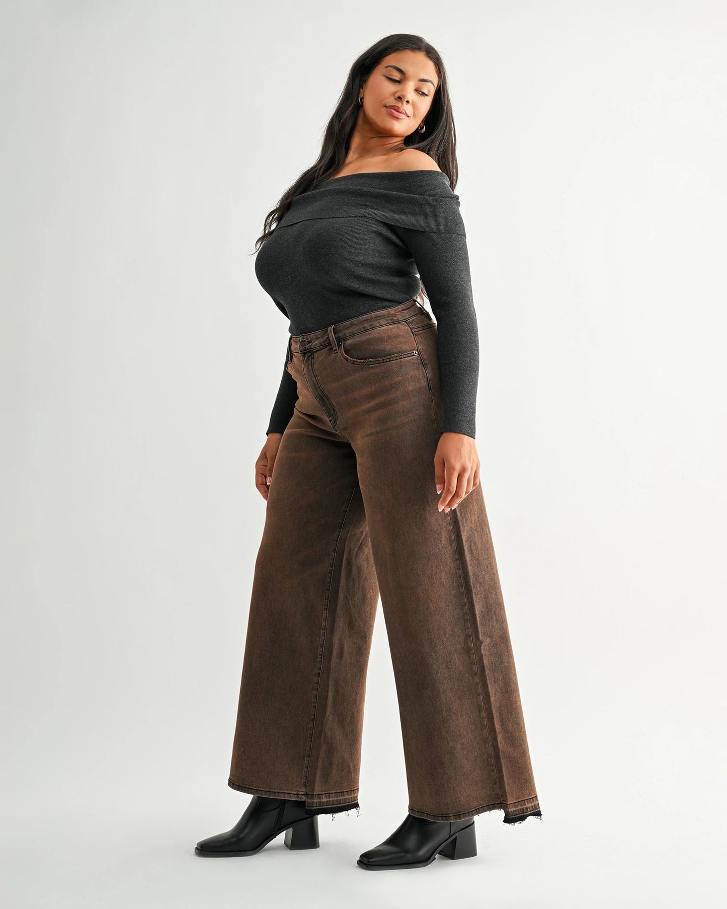 Plus Size High Rise Wide Leg with Vintage Wash