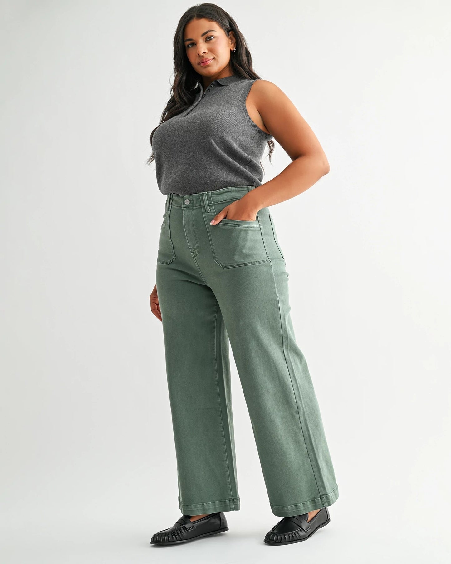 Plus Size High Rise Wide Leg