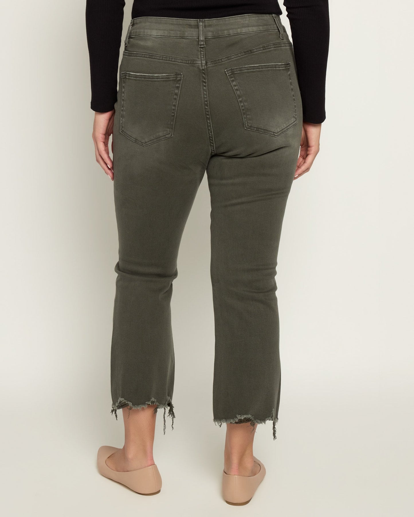 Plus Size High Rise Distressed Hem Flare