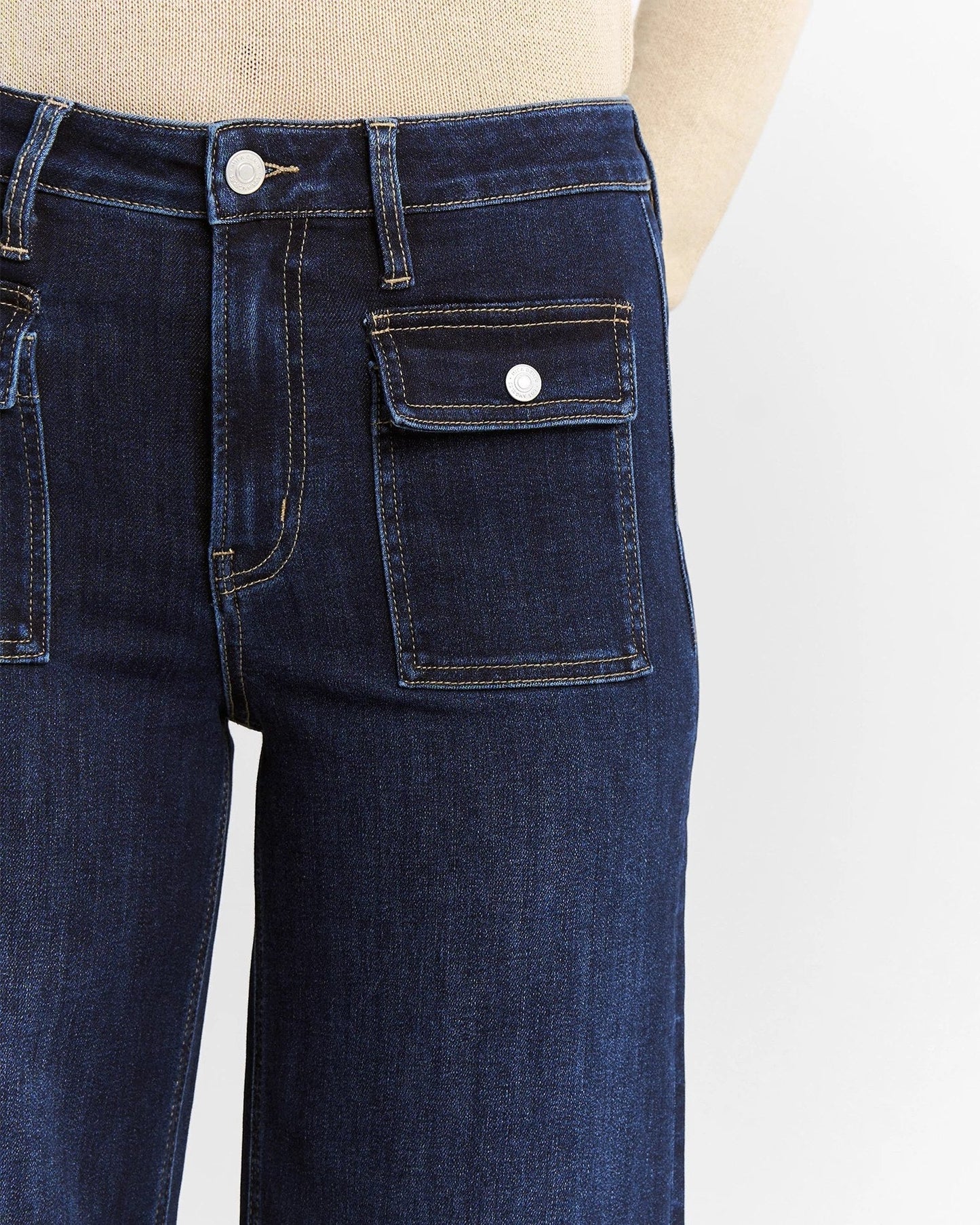 High Rise Wide Leg Jean With Patch Pockets