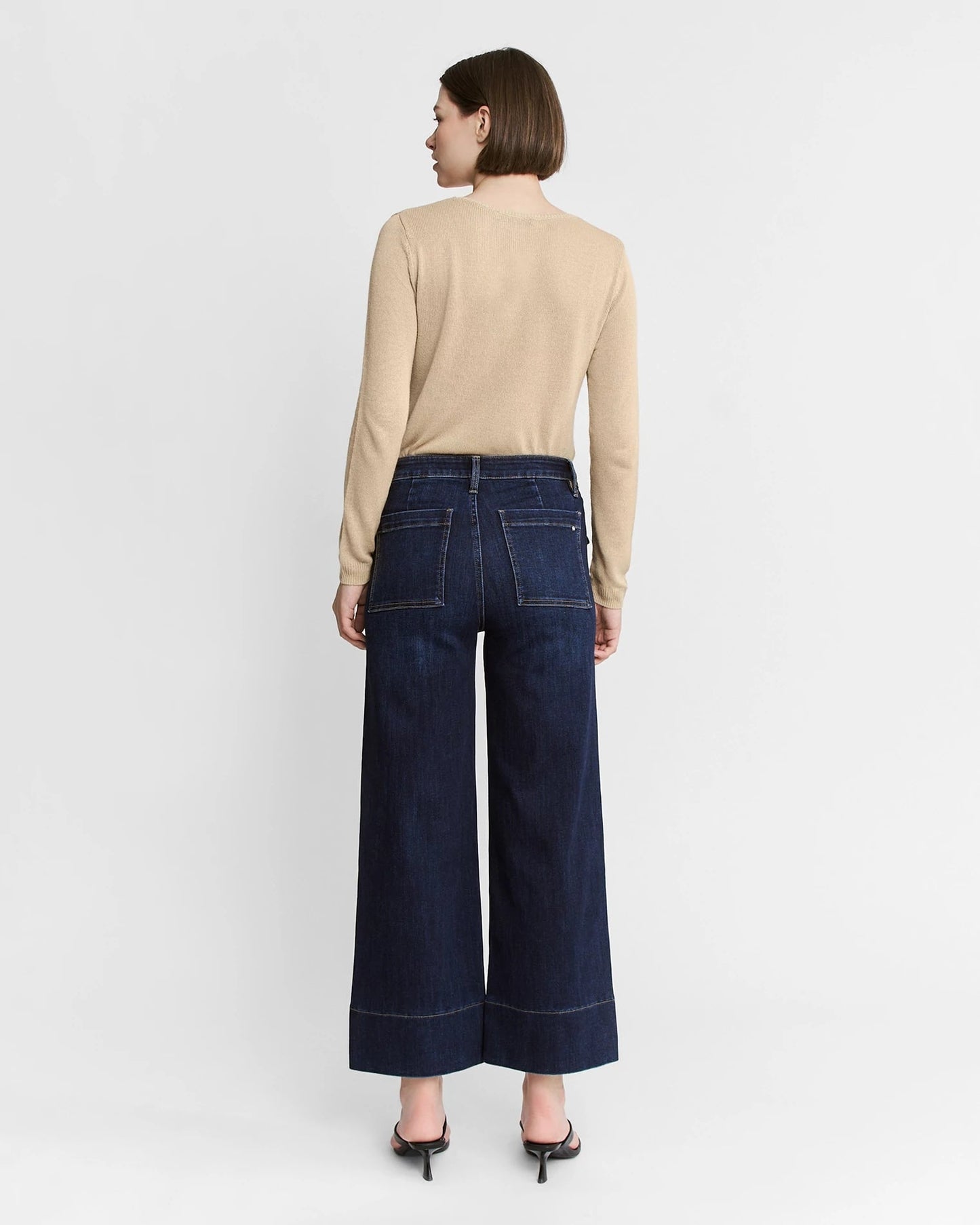 High Rise Wide Leg Jean With Patch Pockets