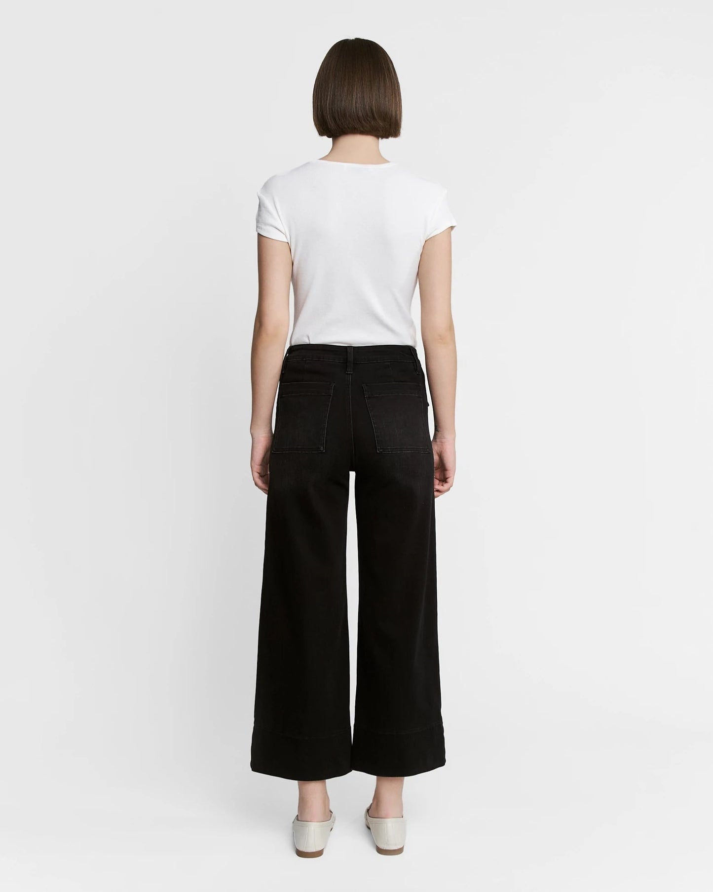 High Rise Wide Leg Jean With Patch Pockets
