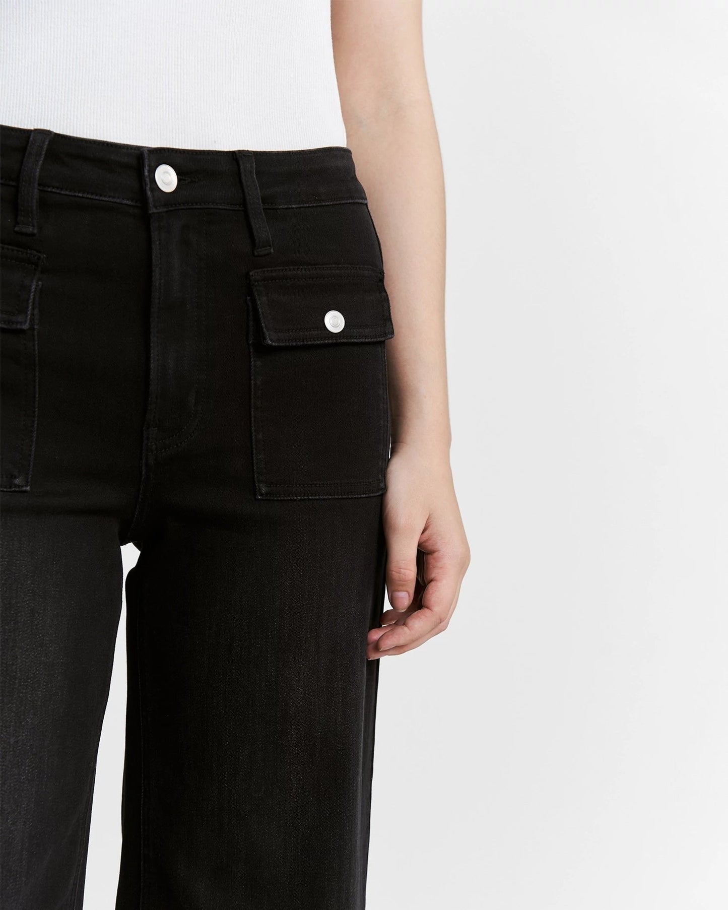 High Rise Wide Leg Jean With Patch Pockets