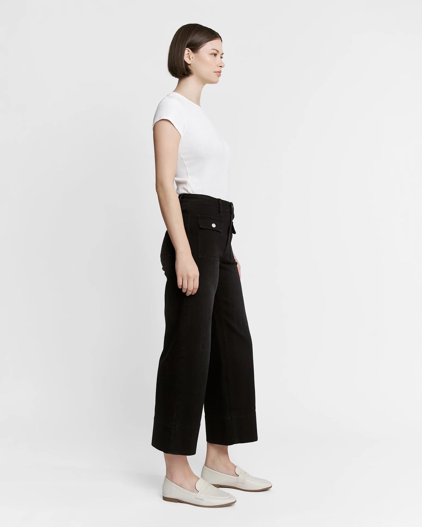 High Rise Wide Leg Jean With Patch Pockets