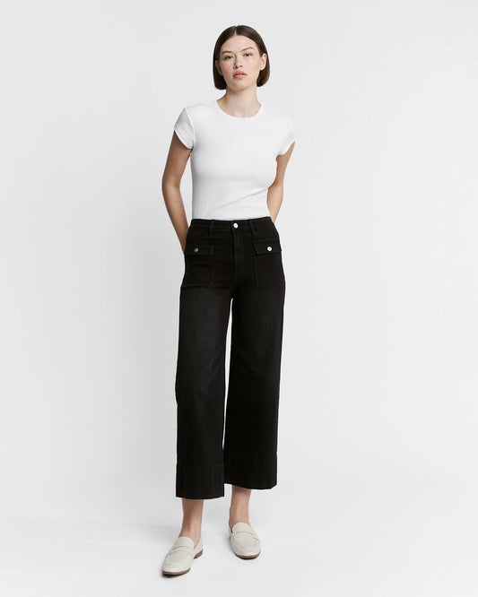 High Rise Wide Leg Jean With Patch Pockets