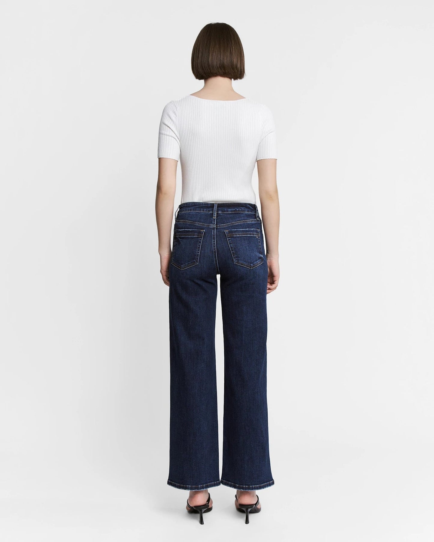 High Rise Slim Wide Leg Jean With Patch Pockets