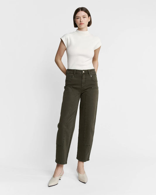 High Rise Straight Barrel Leg Jean