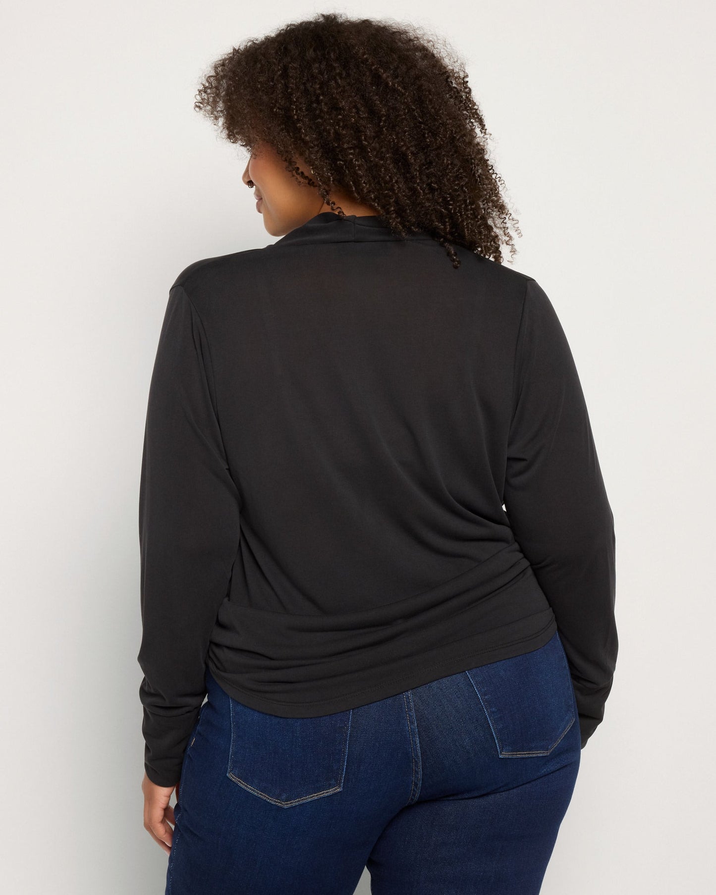 Plus Size Long Sleeve Cupro Surplice Top