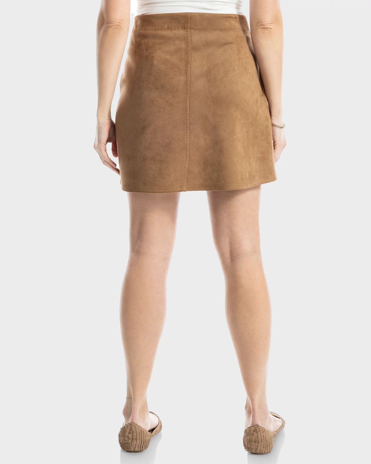 Vegan Suede Faux Wrap Skirt