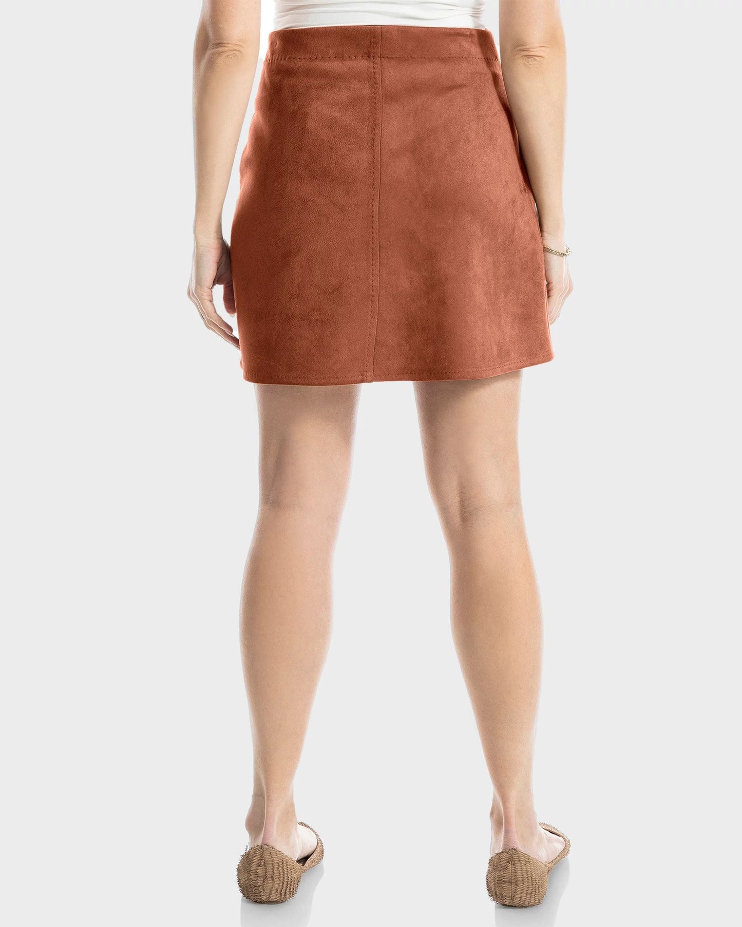 Vegan Suede Faux Wrap Skirt