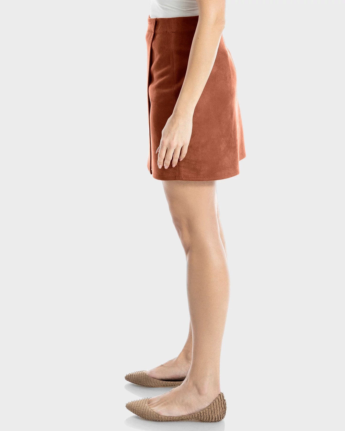 Vegan Suede Faux Wrap Skirt