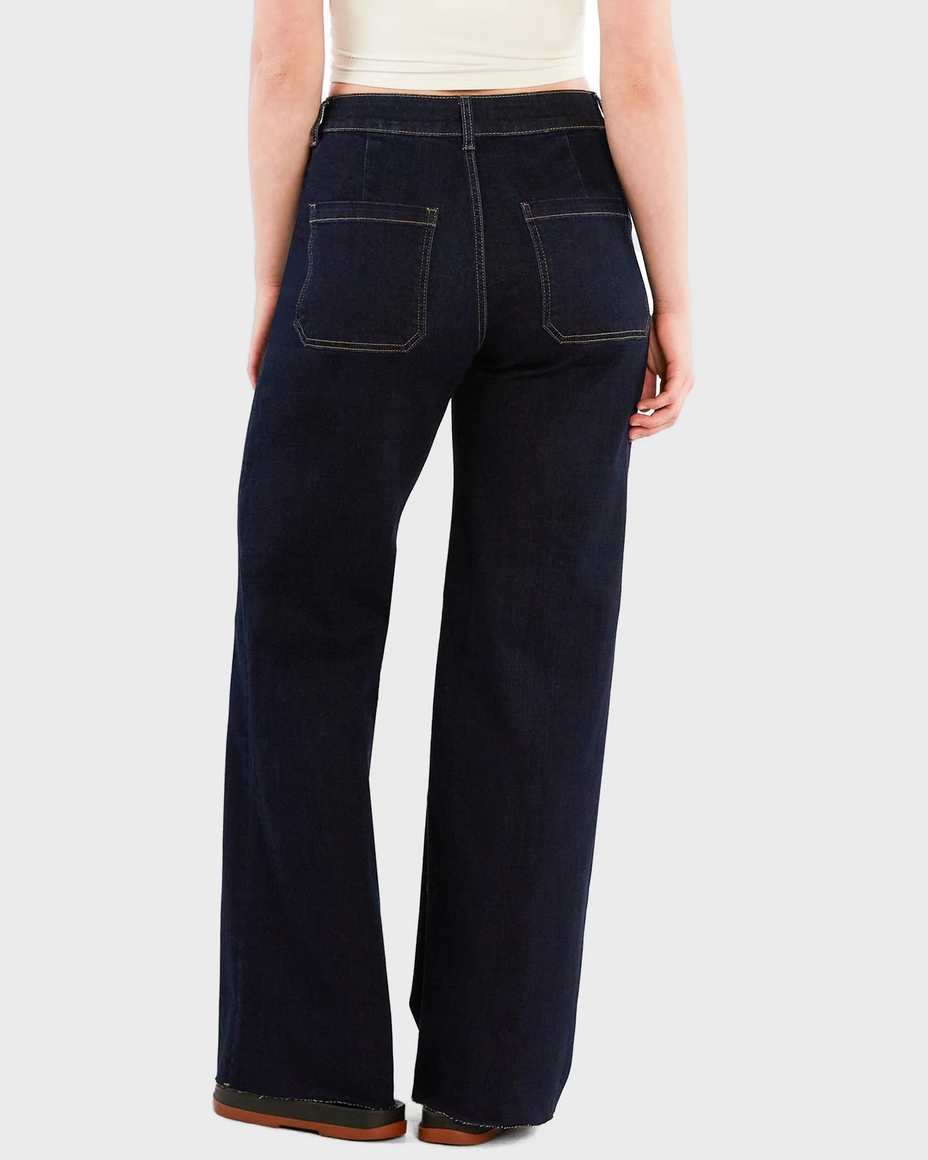 Patch Pocket Wide Leg Jeans
