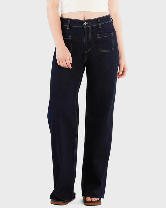 Patch Pocket Wide Leg Jeans