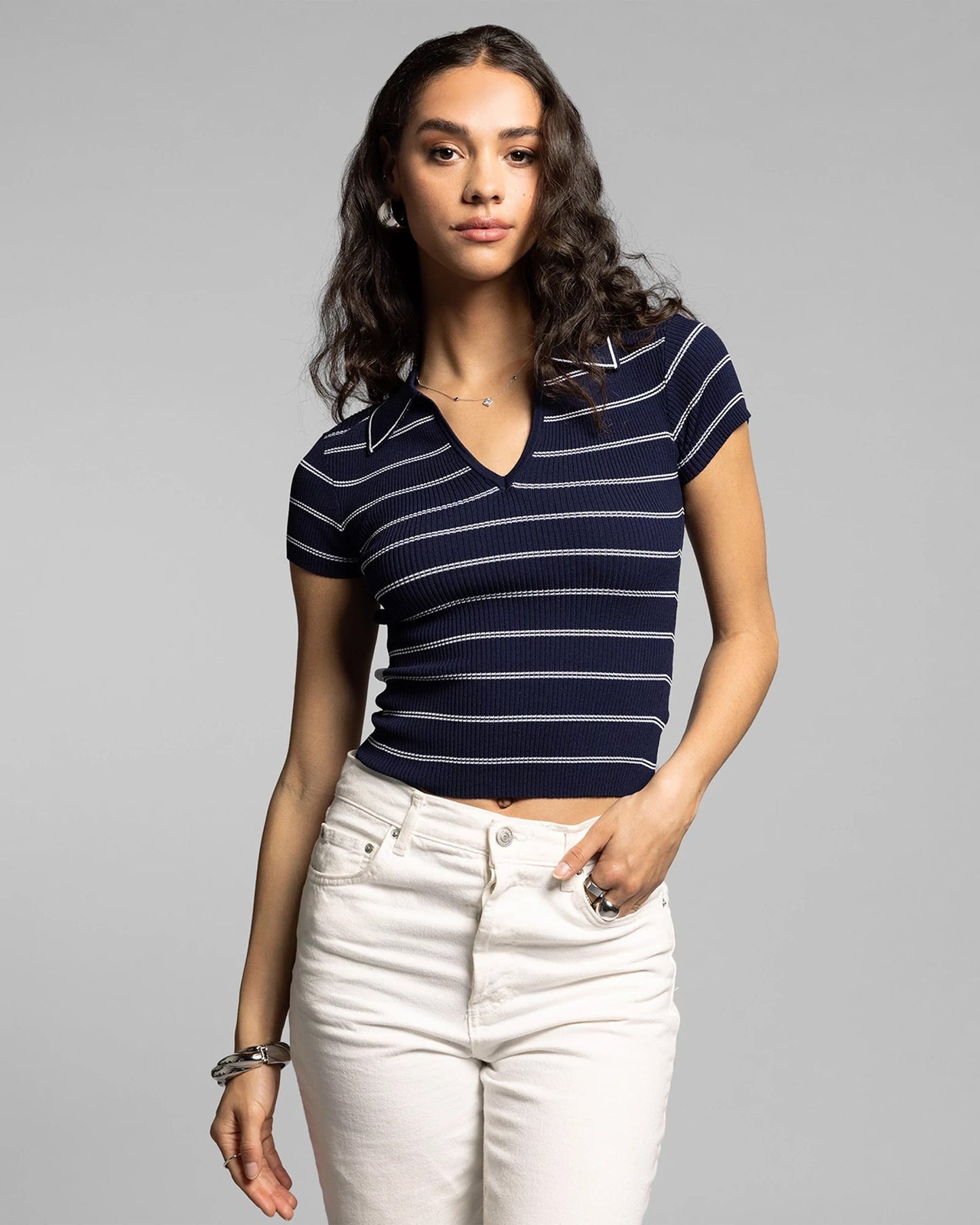 Fontella Stripe Polo Top