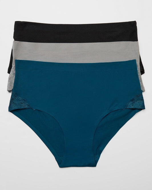 Bonded Brushed Micro Lace Briefs 3PK