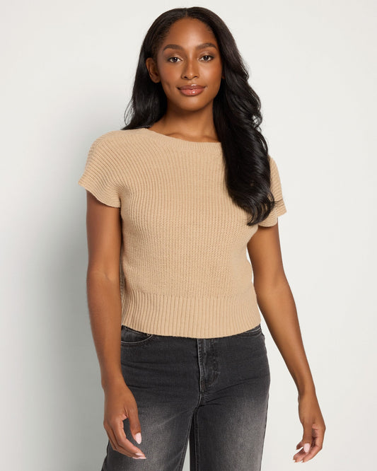 Short Sleeve Twist Back Pullover