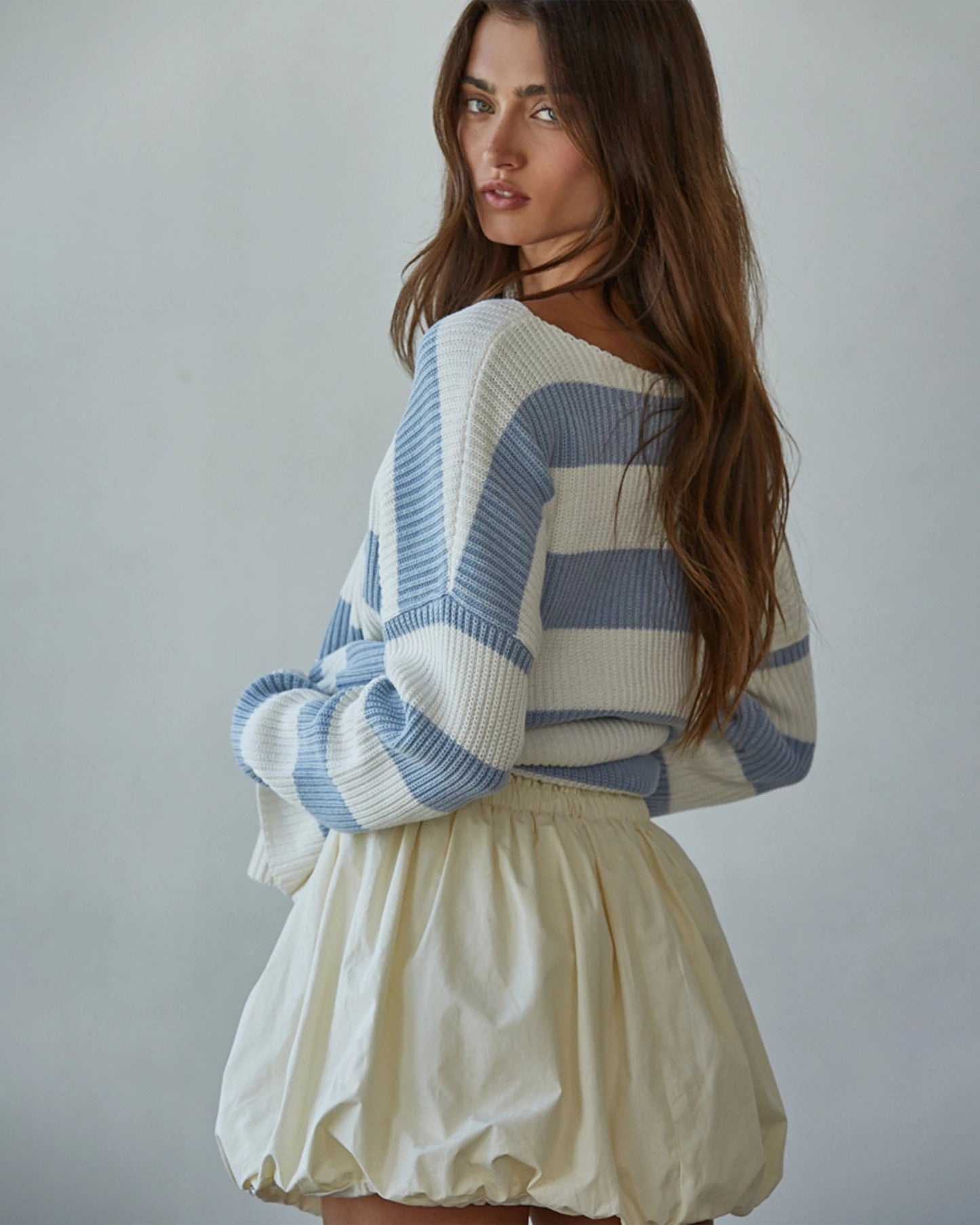 Striped Drop Shoulder Pullover