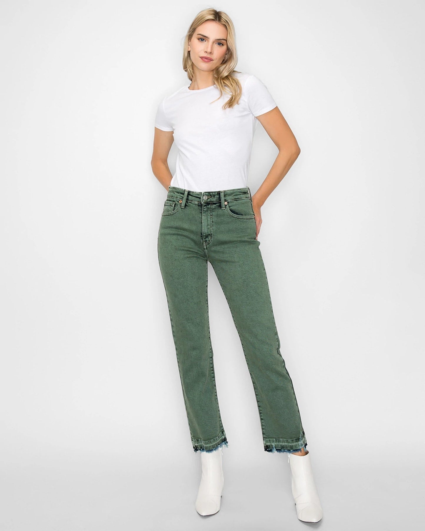 High Rise Slim Straight Jeans