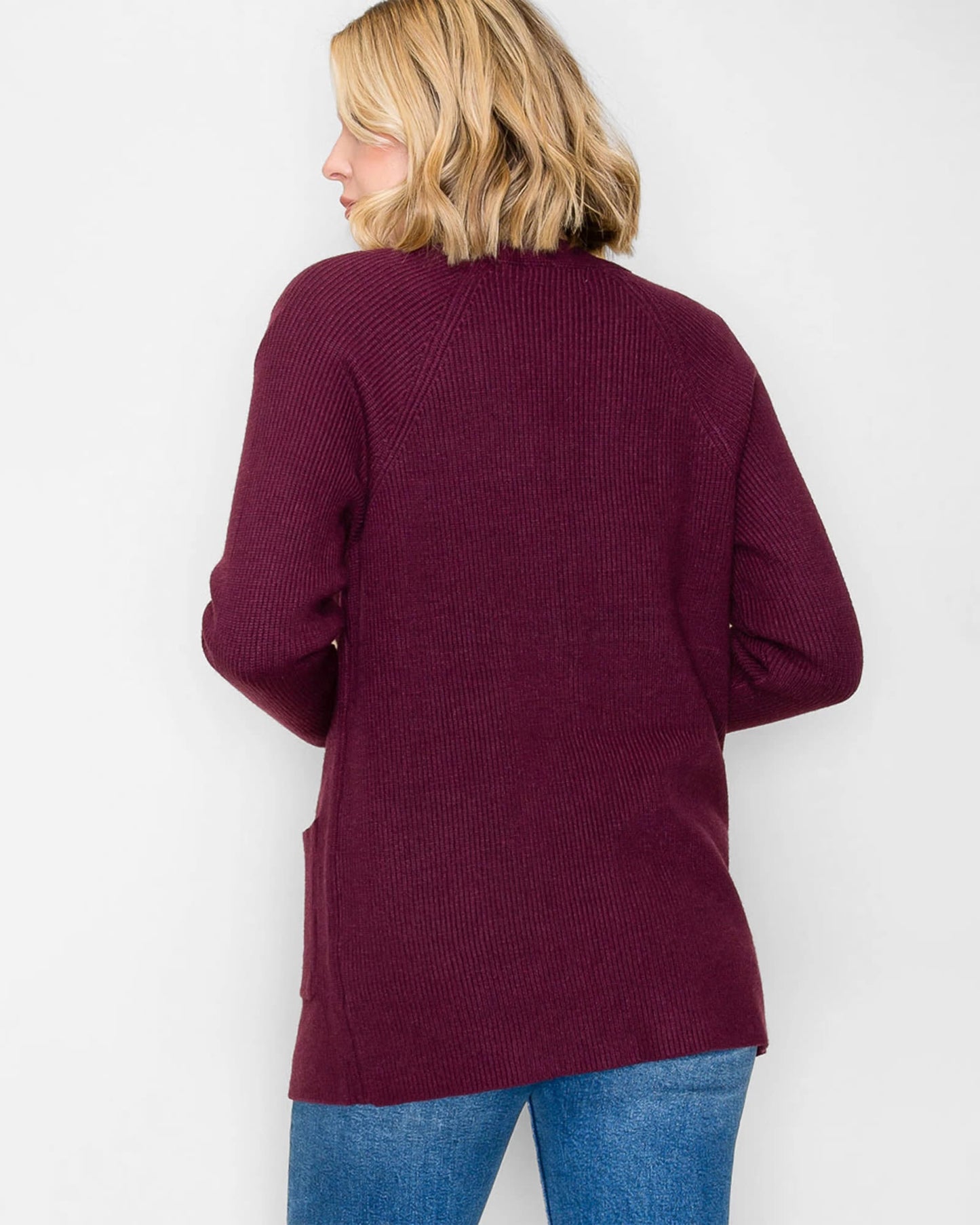 Open Front Ribbed Sweater Cardigan
