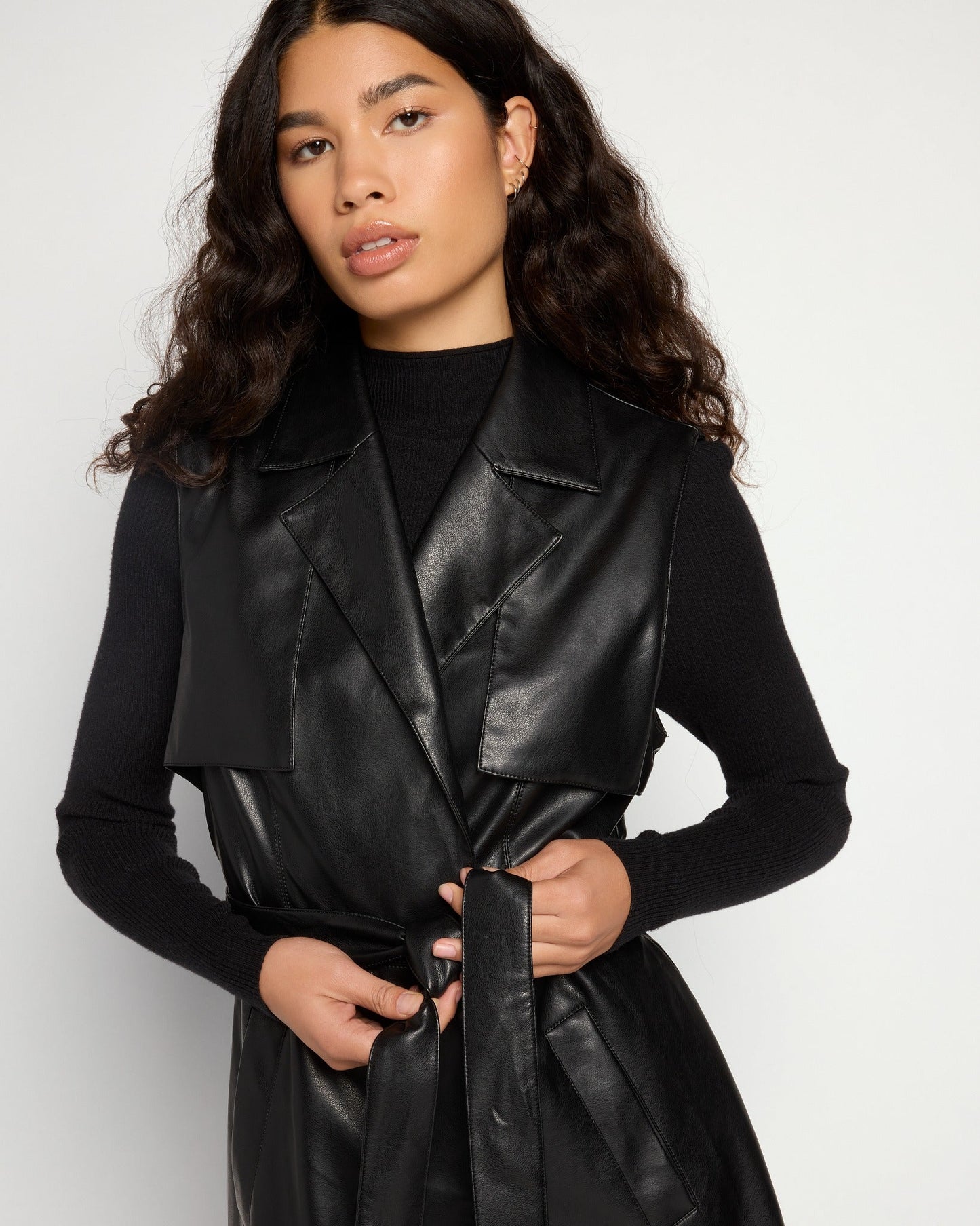 Vegan Leather Trench Vest