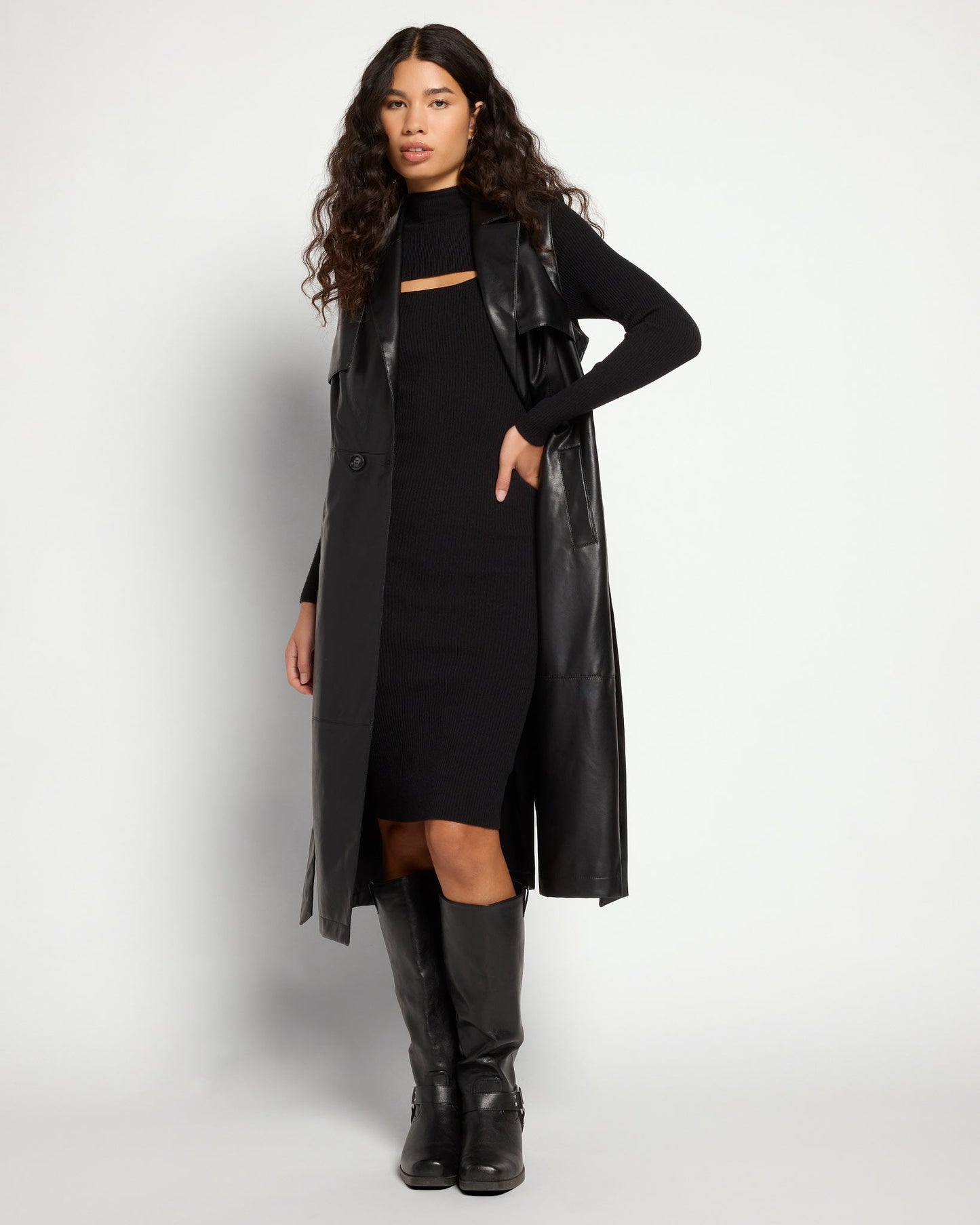 Vegan Leather Trench Vest