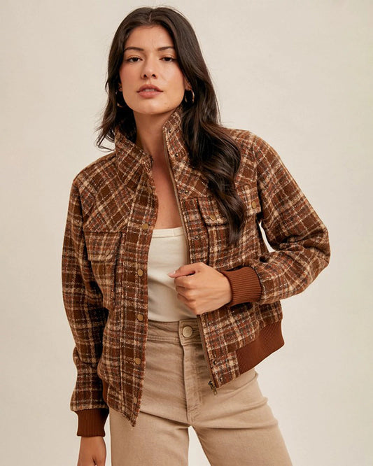 Tweed Zip Front Jacket