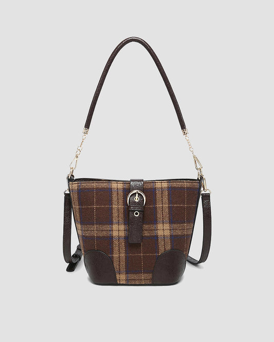 Georgina Plaid Bucket Bag