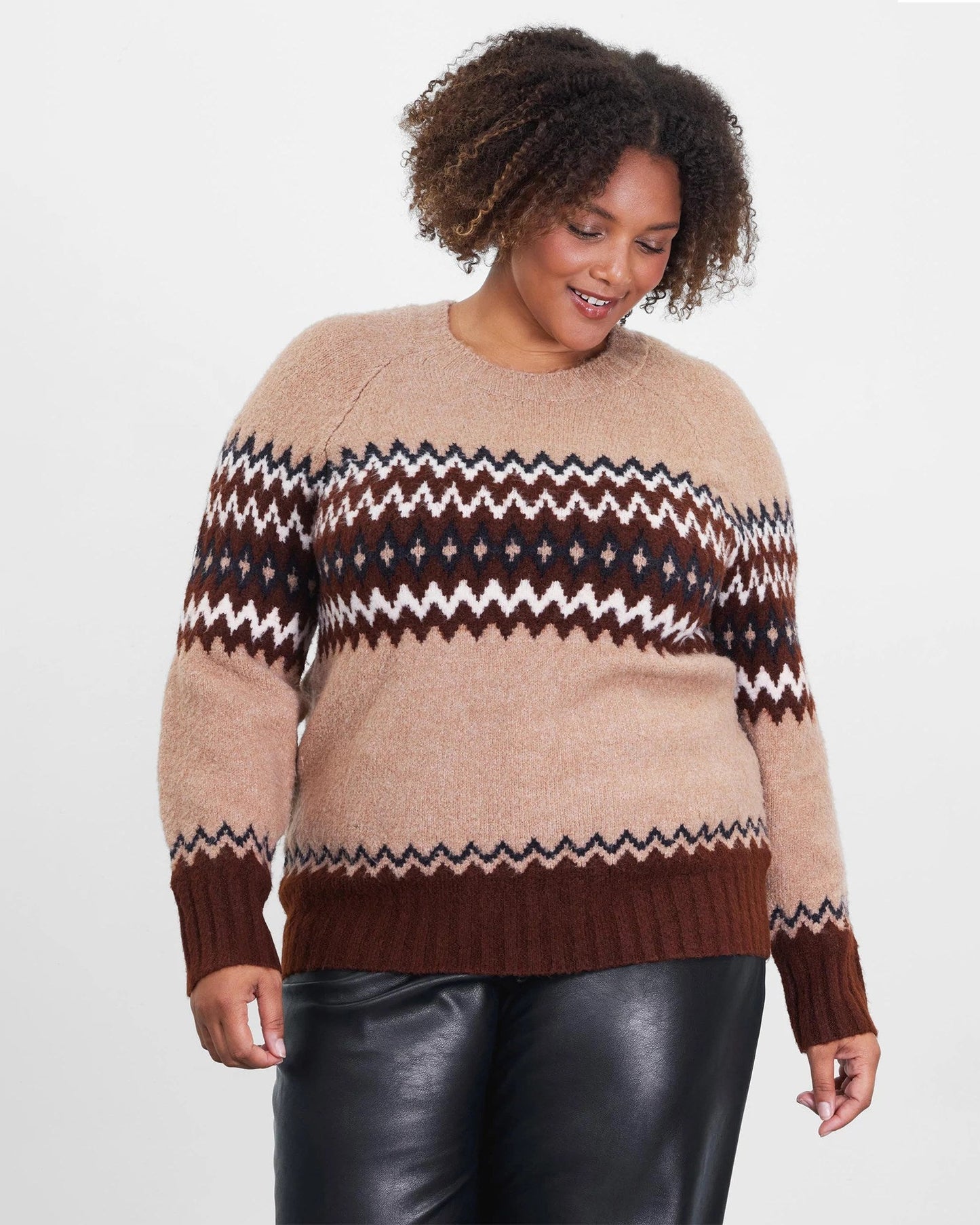 Plus Size Fair Isle Crew Neck Sweater