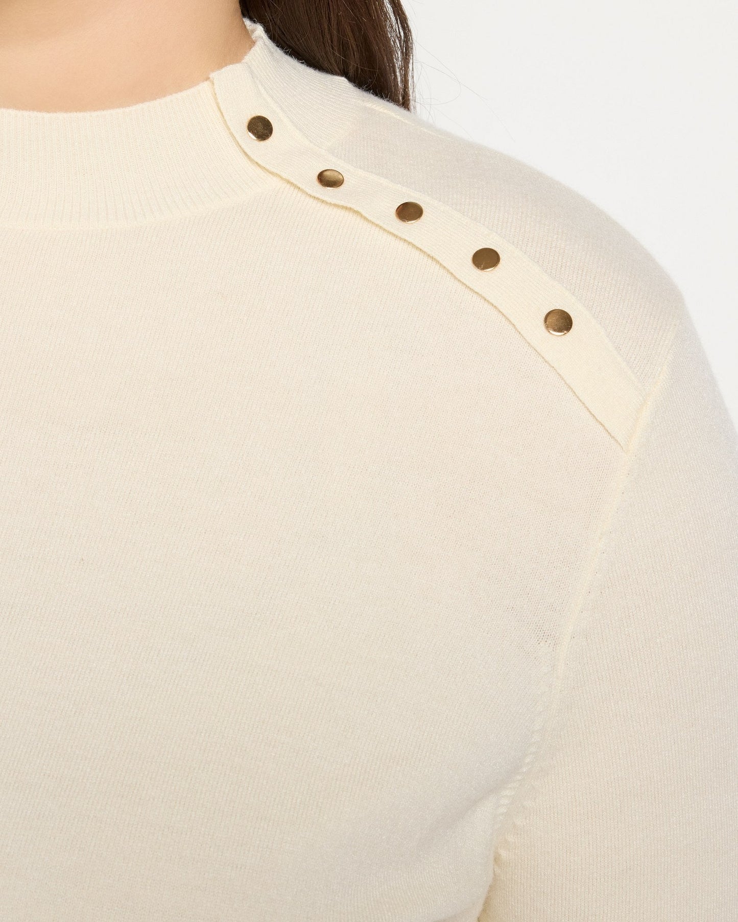 Plus Size Button Shoulder Turtleneck Sweater