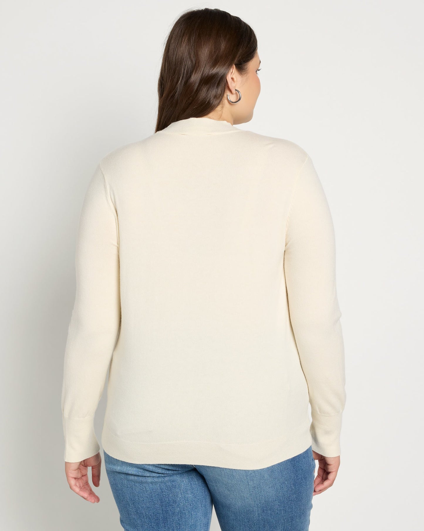 Plus Size Button Shoulder Turtleneck Sweater