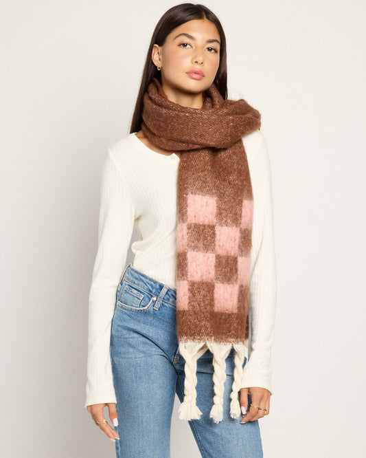 Cozy Chunky Plaid Fringe Scarf