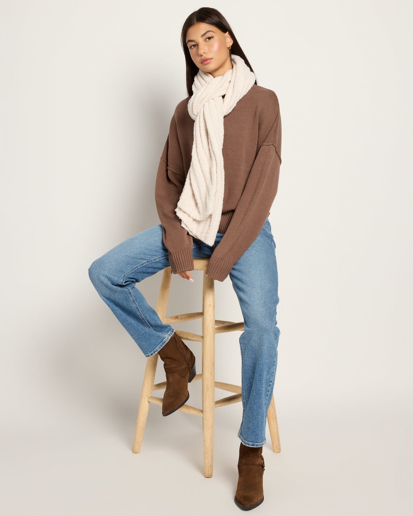 Ultra Soft Boucle Vertical Knit Scarf
