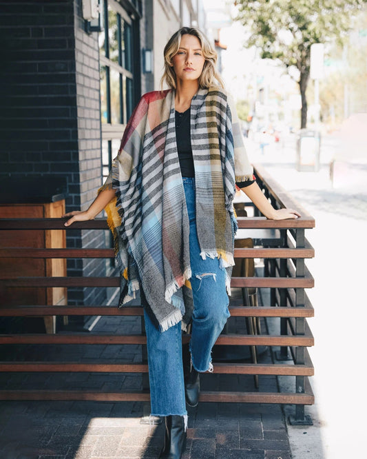 Plaid Stripe Kimono