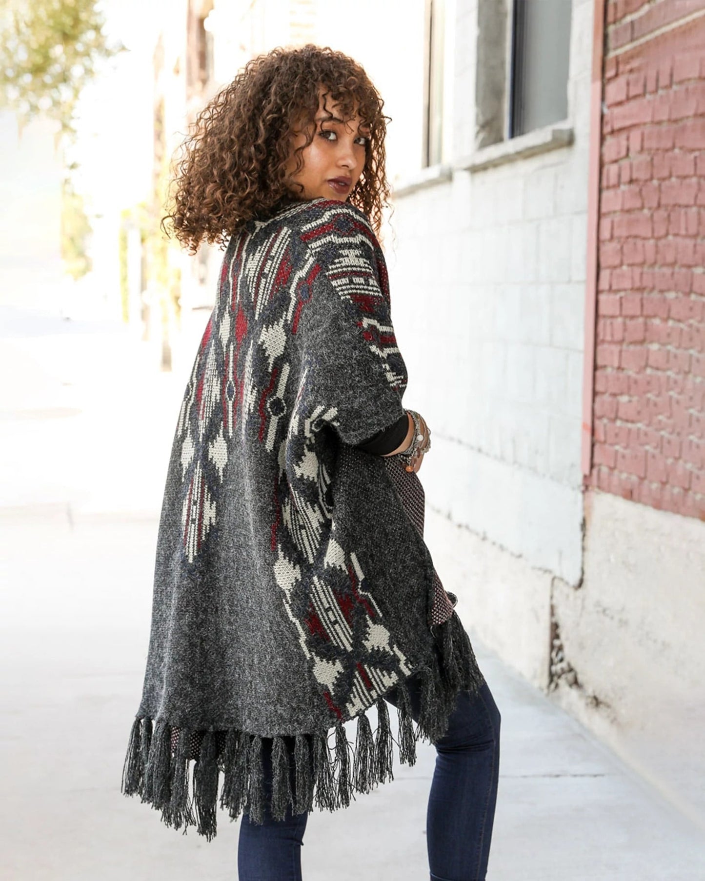 Cozy Knit Patterned Ruana