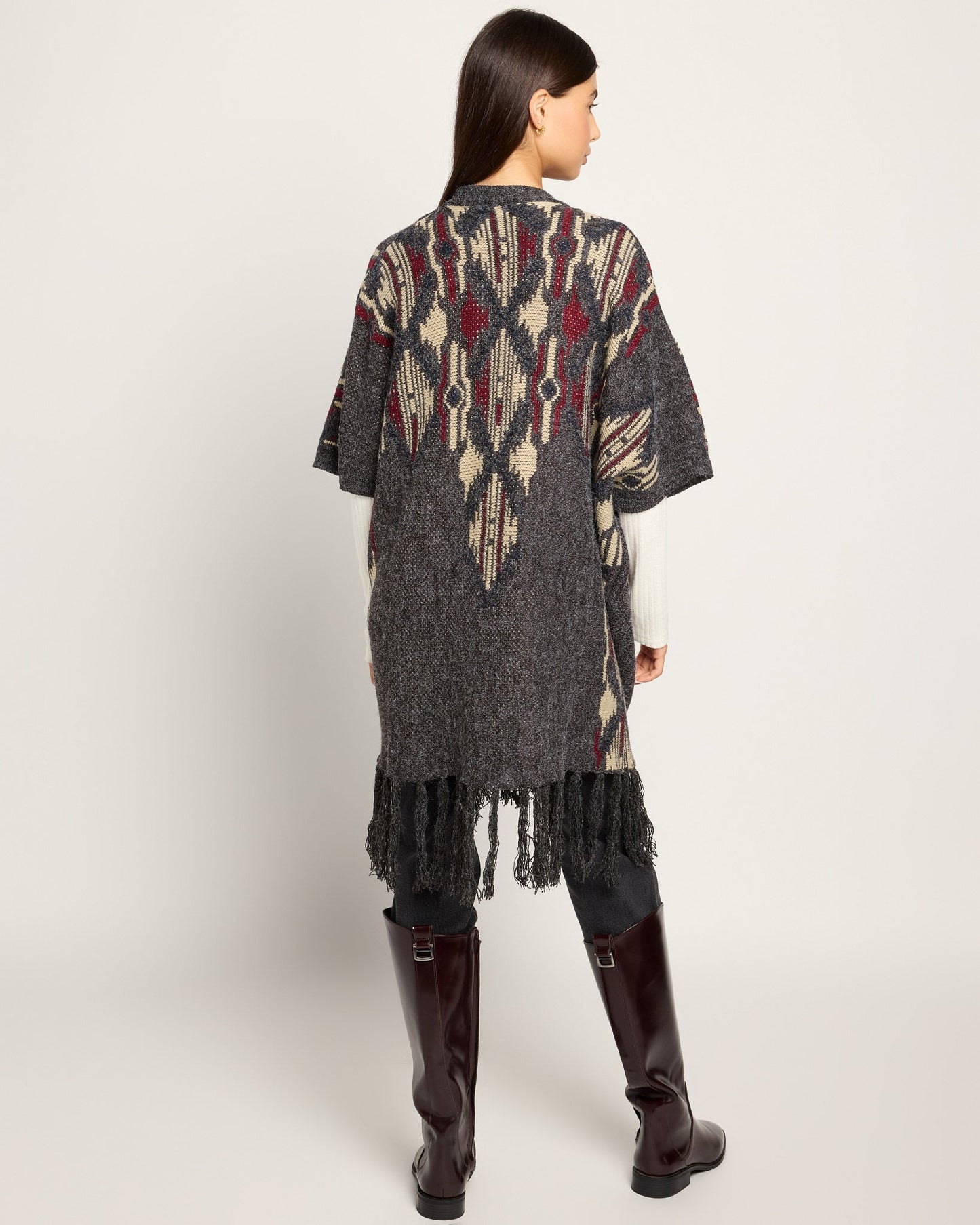 Cozy Knit Patterned Ruana
