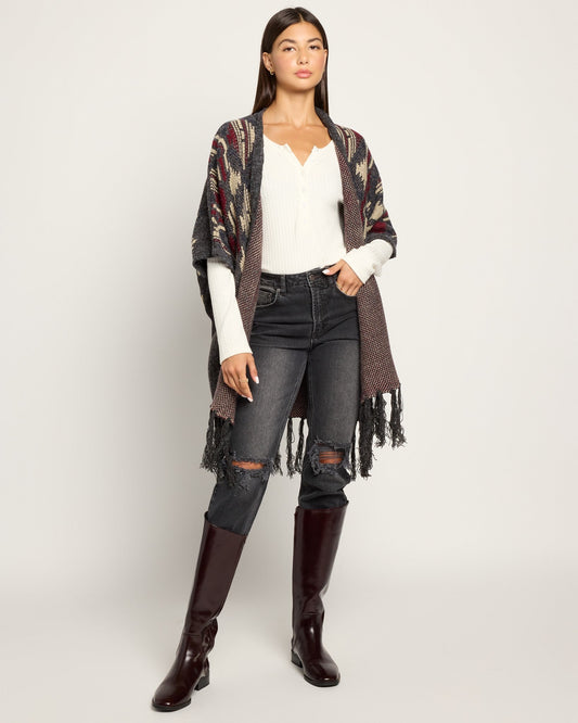 Cozy Knit Patterned Ruana