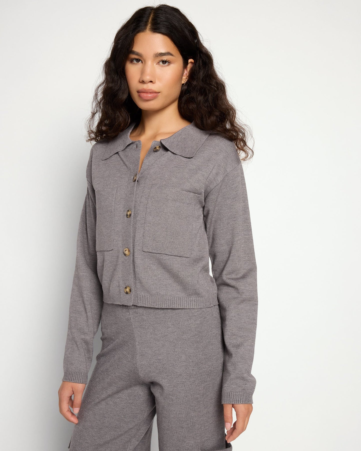 Cropped Sweater Knit Shacket
