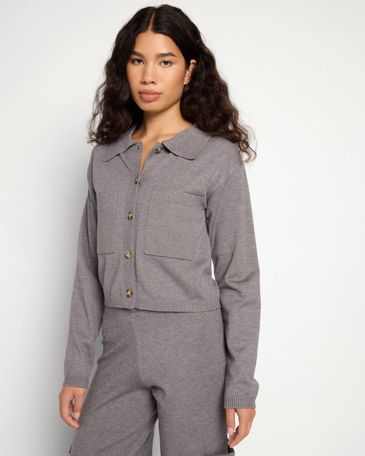 Cropped Sweater Knit Shacket