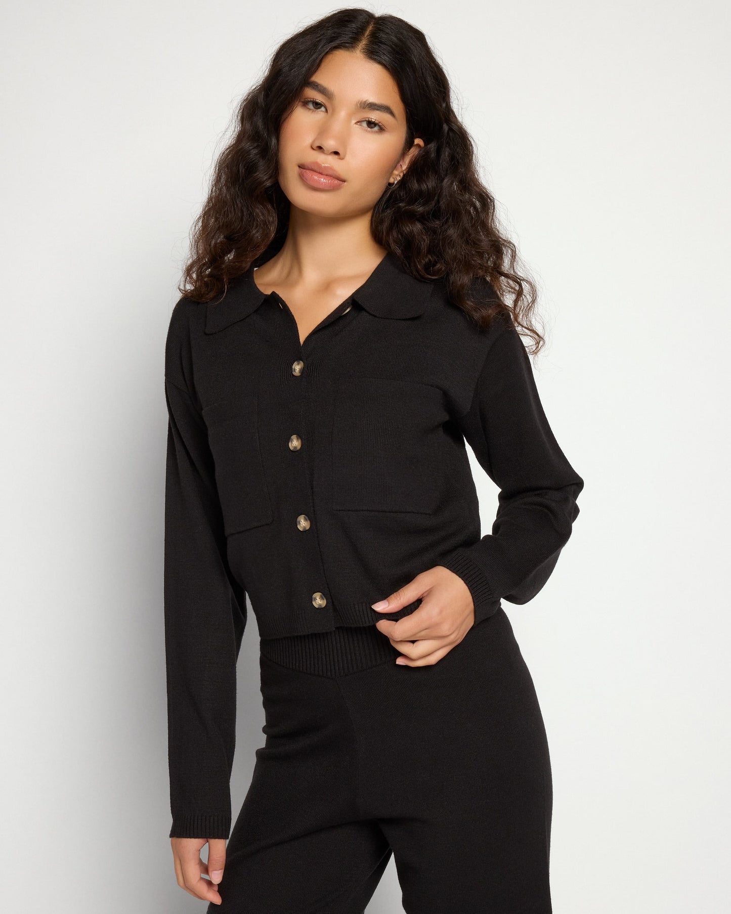 Cropped Sweater Knit Shacket